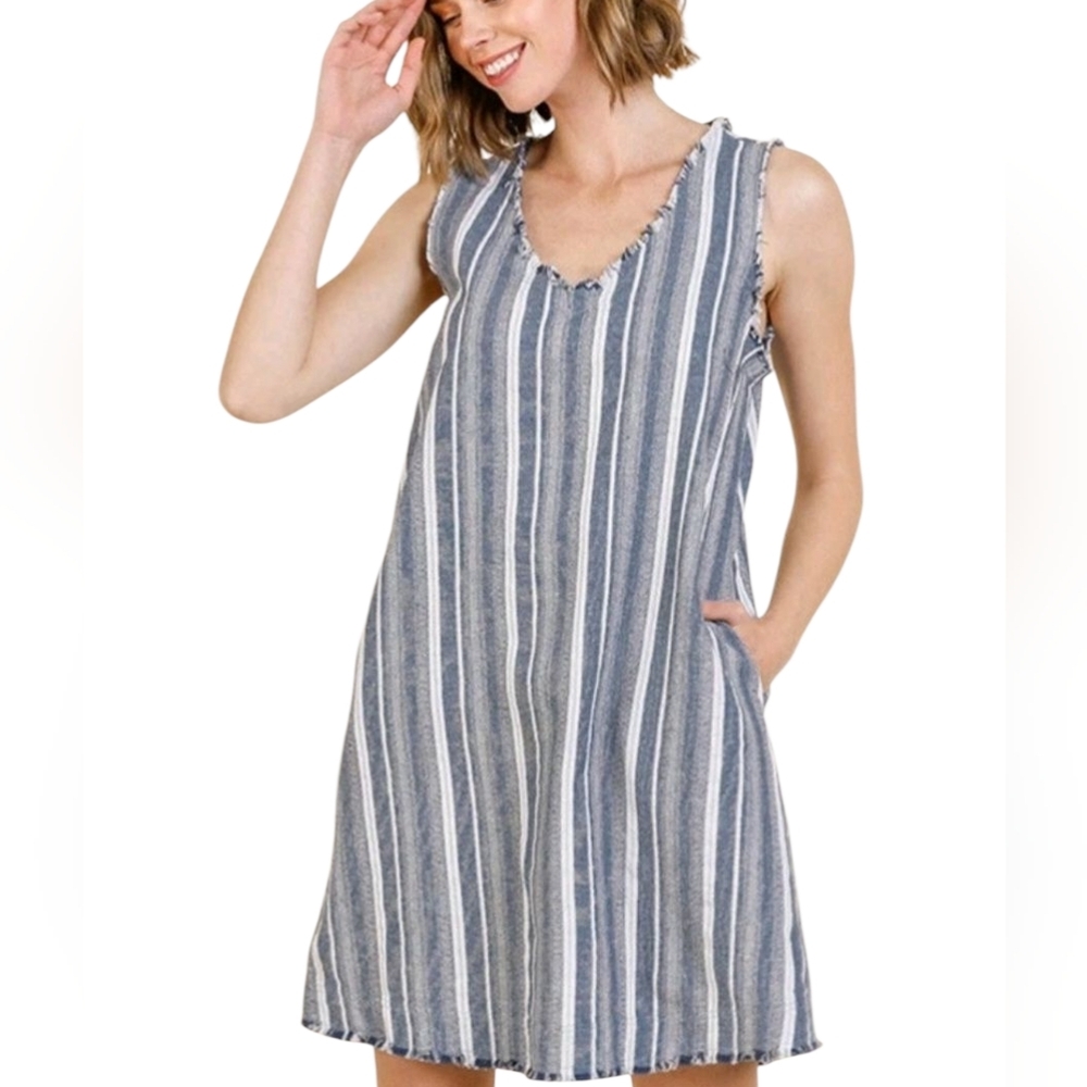 UMGEE Striped Blue and White Swim Cover-Up and dress
